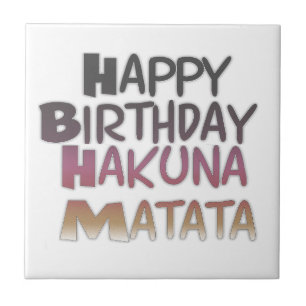 Vintage Grattis på födelsedagen Hakuna Matata Lila Kakelplatta