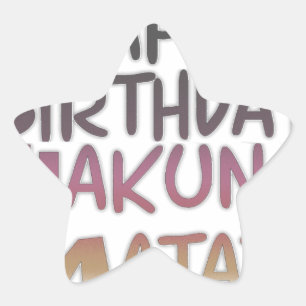 Vintage Grattis på födelsedagen Hakuna Matata Lila Stjärnformat Klistermärke