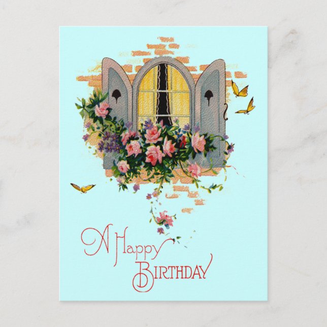 Vintage Grattis på födelsedagen Vykort (Framsida)