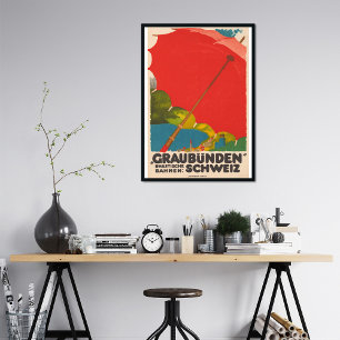 Vintage Graubünden Schweiz Travel Poster