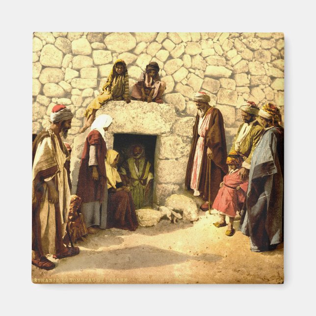 Vintage Grav i Lazarus Bethany Israel 1890 Magnet (Framsidan)