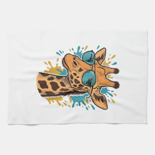 Vintage Graverad Cool Giraffe Solglasögon Tröja De Kökshandduk
