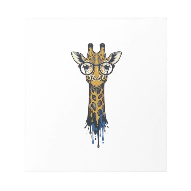 Vintage Graverad Giraff Med Glasögon Design_1 Anteckningsblock (Framsida)
