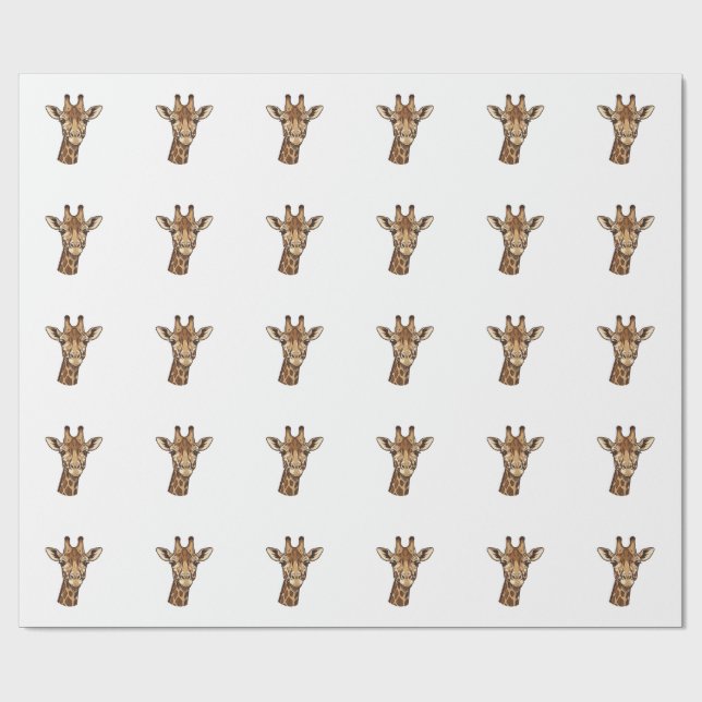 Vintage Graverad Giraffhuvud Vektordesign_1 Presentpapper (Platt)