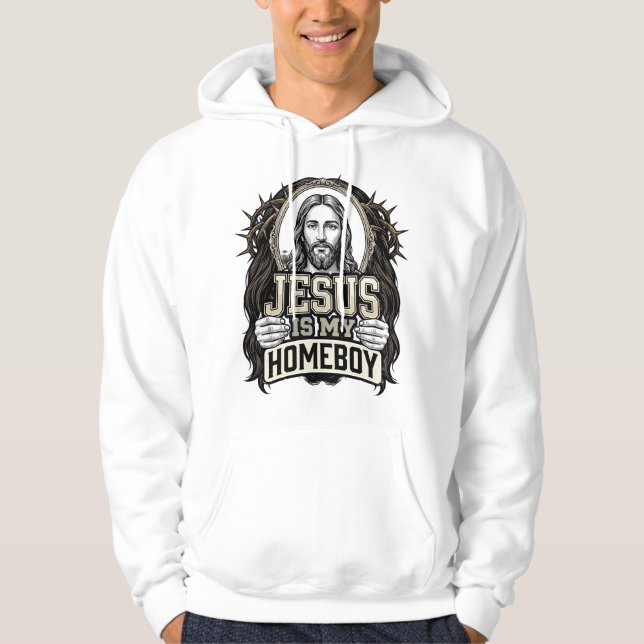 Vintage Graverad Krönt Heligt Ansikte Vektordesign Hoodie (Framsida)