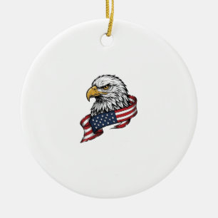 Vintage Graverad Örn Patriotisk Shardesign_1 Julgransprydnad Keramik
