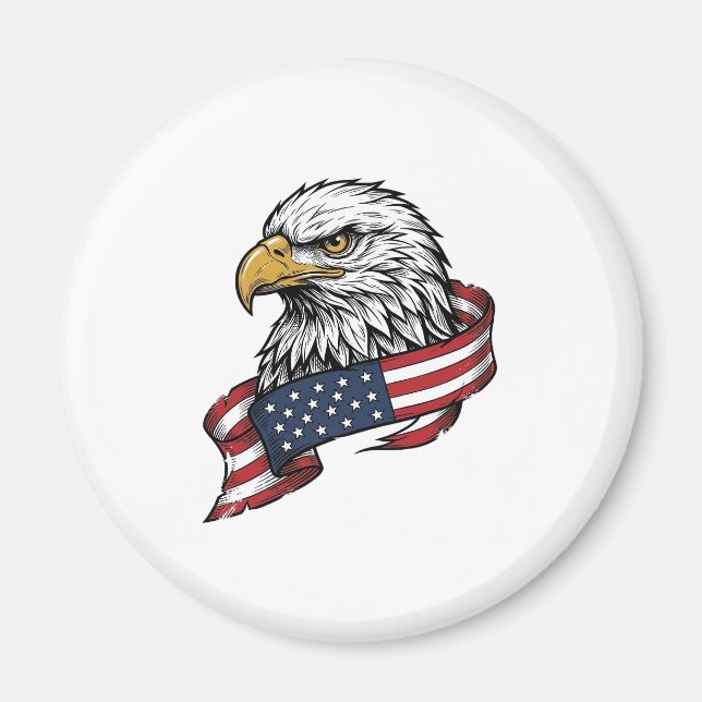 Vintage Graverad Örn Patriotisk Shardesign_1 Magnet (Framsidan)