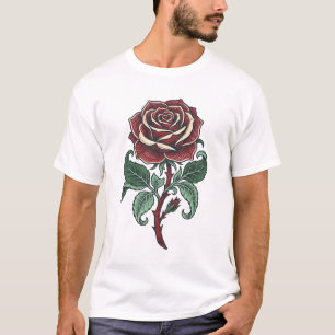 Vintage Graverad Ros Blommig Skjorta Design_1 T Shirt