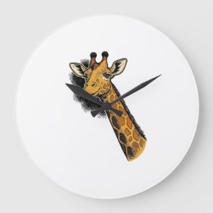 Vintage Graverad Söt Giraff Tröja Design_1 Stor Klocka