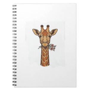 Vintage Graverad Tröja Med Giraff Och Blommor_1 Anteckningsbok