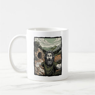 Vintage-gravering Förvånad Skäggig Porträttdesign Kaffemugg