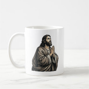 Vintage Gravyr Bönfallande Man Religiös Tröja Desi Kaffemugg