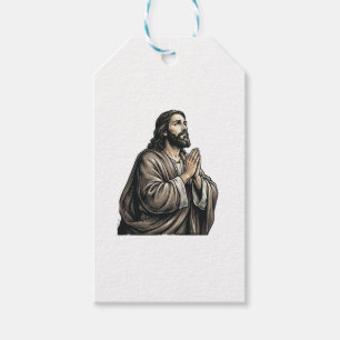 Vintage Gravyr Bönfallande Man Religiös Tröja Desi Presentetikett