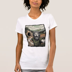 Vintage gravyr Förvånad skäggig porträttdesign T Shirt