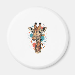 Vintage Gravyr Giraff Konst Vit Tröja Design ( Magnet