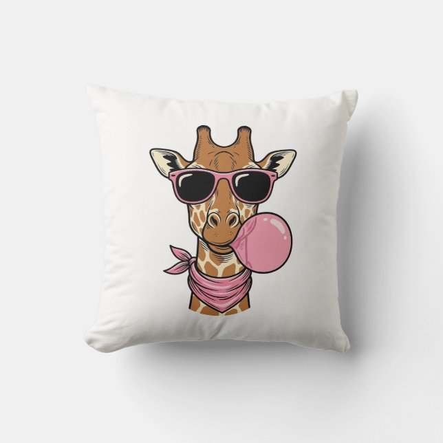 Vintage Gravyr Giraff Tuggummi Vektor Design_ Kudde (Framsida)