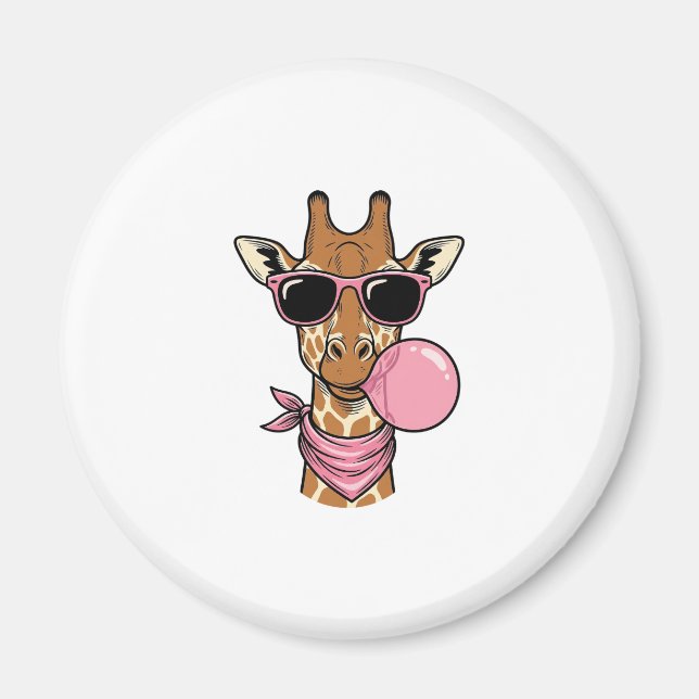 Vintage Gravyr Giraff Tuggummi Vektor Design_ Magnet (Framsidan)