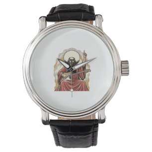 Vintage Gravyr Gitarrist Vektor Art T-shirt_1 Armbandsur