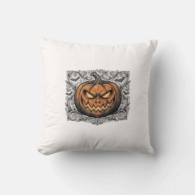 Vintage gravyr Halloween-pumpa tröja design_1 Kudde (Framsida)