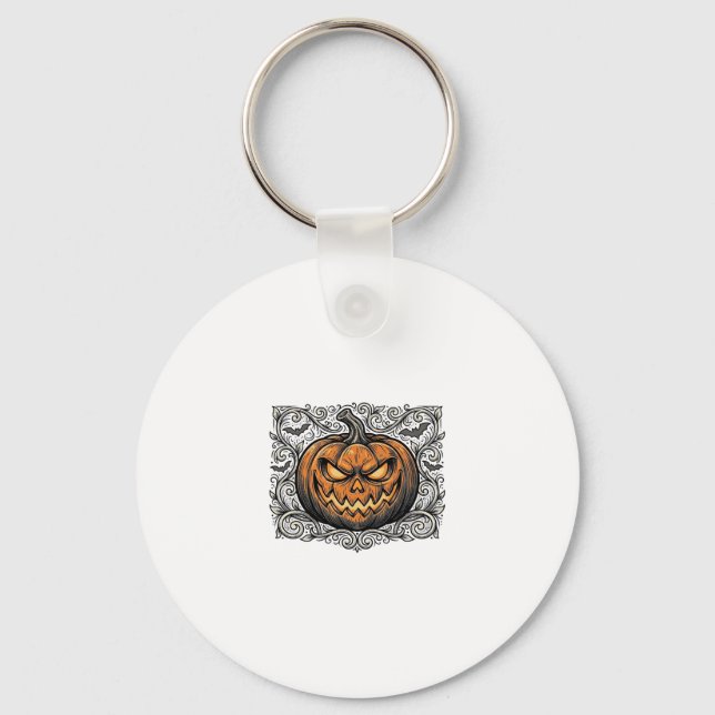 Vintage gravyr Halloween-pumpa tröja design_1 Nyckelring (Framsida)