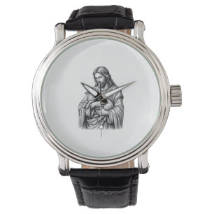 Vintage Gravyr Herde som håller Lamm Vector Des Armbandsur