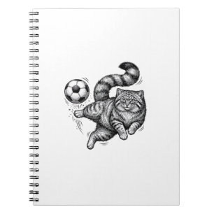 Vintage Gravyr Katt Fotboll Spark Tröja Design (4) Anteckningsbok