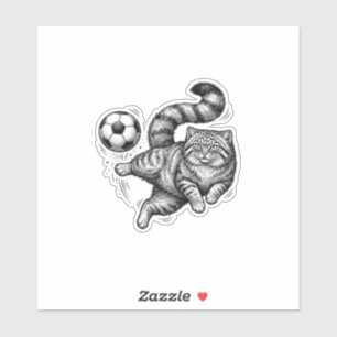 Vintage Gravyr Katt Fotboll Spark Tröja Design (4) Klistermärken