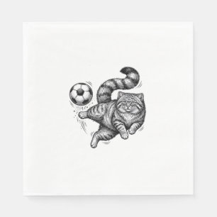 Vintage Gravyr Katt Fotboll Spark Tröja Design (4) Pappersservett