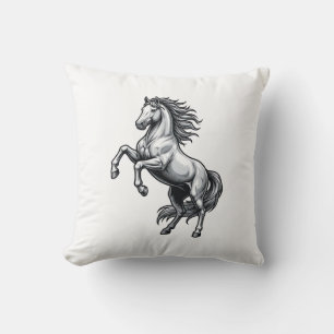 Vintage Gravyr Uppåtsträvande Häst Vektordesign_1 Kudde