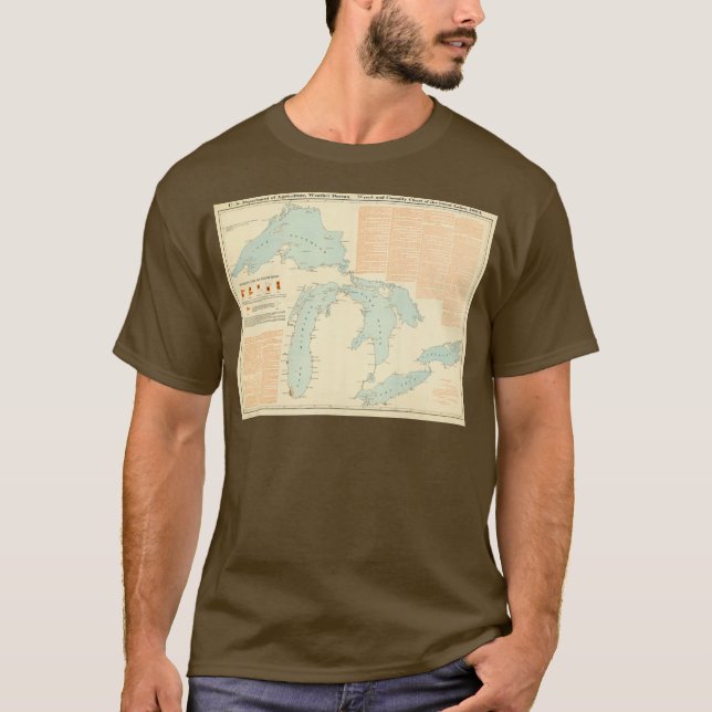 Vintage Great Lakes Shipwrecks Map 1894  T Shirt (Framsida)