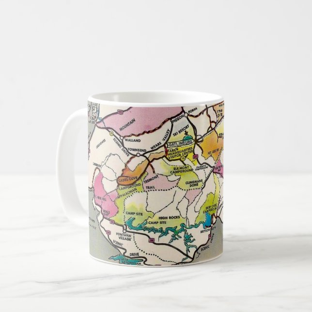 Vintage Great Smoky Mtns. Karta Kaffemugg (Framsida vänster)