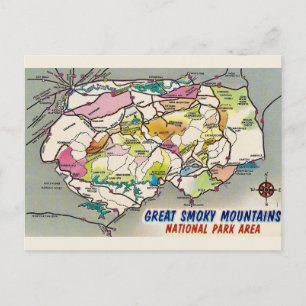 Vintage Great Smoky Mtns. Karta Vykort