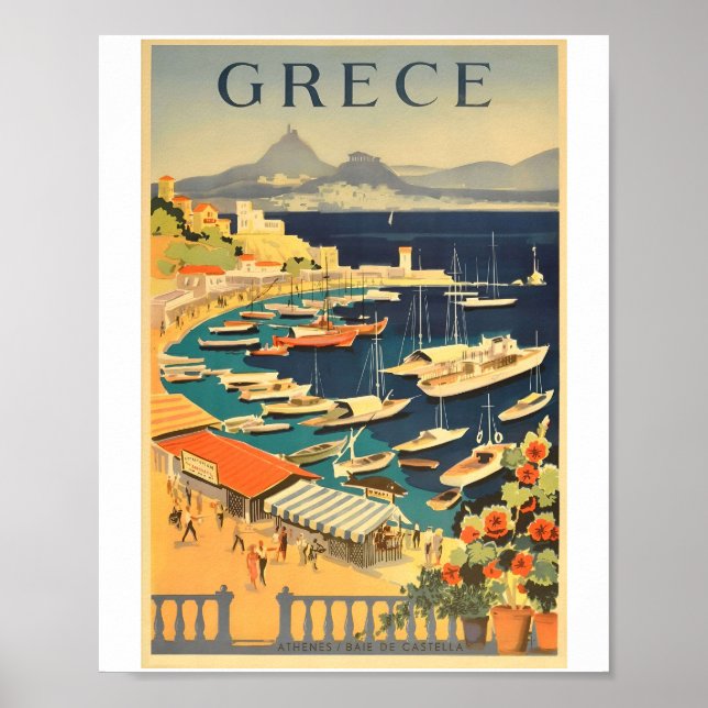 Vintage Greece Travel 70-årsjubileum Poster (Framsidan)