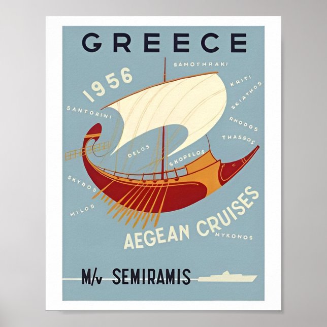 Vintage Greece Travel Graphic Poster (Framsidan)