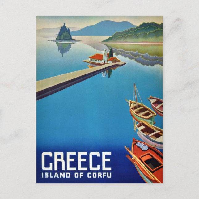 Vintage Greece Travel - ön Korfu Vykort (Framsida)