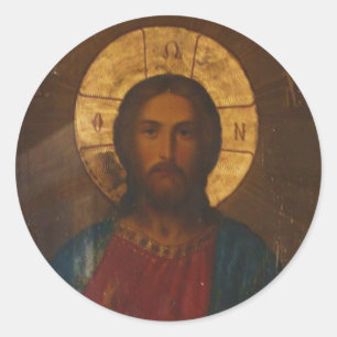 VINTAGE GREEK ORTHODOX ICON RUNT KLISTERMÄRKE