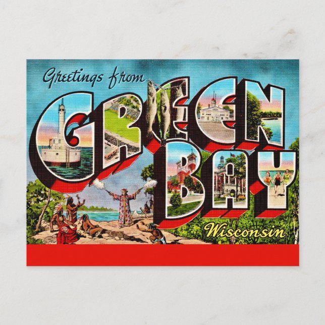 Vintage Green Bay WI vykort (Framsida)