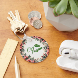 Vintage Green Vegan Logo Leaf by Bearnd Nyckelring