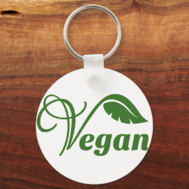 Vintage Green Vegan Logo Leaf by Bearnd Nyckelring