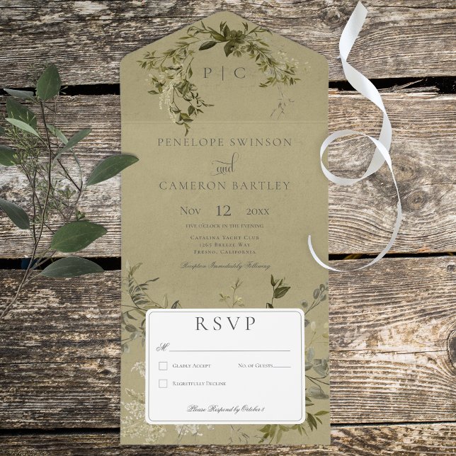 Vintage Greenery Monogram nr Middag (Skapare uppladdad)
