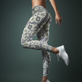 Vintage Greenery William Morris Blommönster Leggings