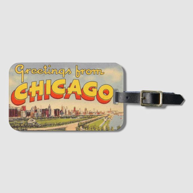 Vintage Greeting from Chicago  Bagagebricka (Framsida horisontal)