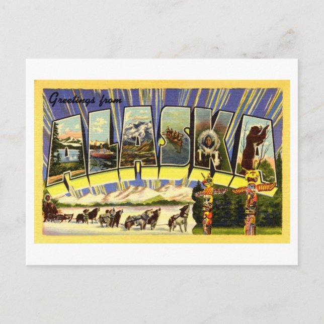 Vintage Greetings från Alaska Vykort (Framsida)