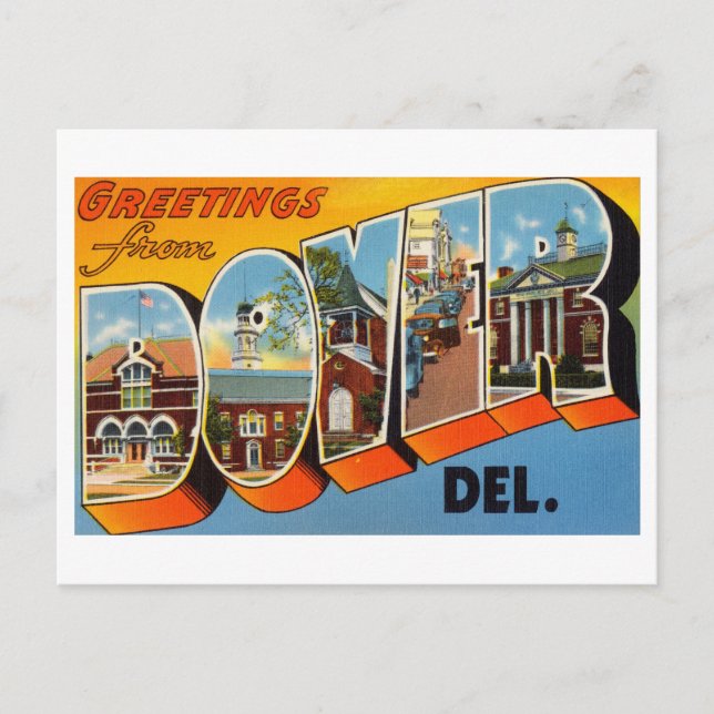 Vintage Greetings från Dover, Delaware Vykort (Framsida)