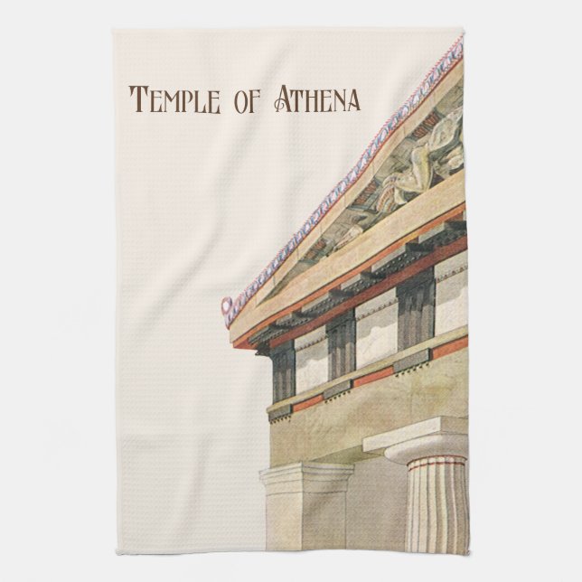 Vintage Grekisk arkitektur, Athenas Temple Kökshandduk (Vertikal)