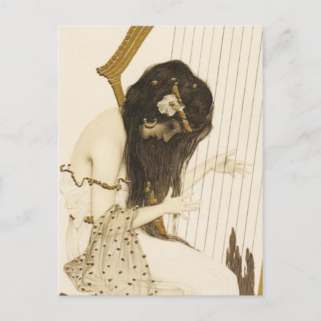 Vintage Grekiska Harpist-vykort Vykort (Framsida)