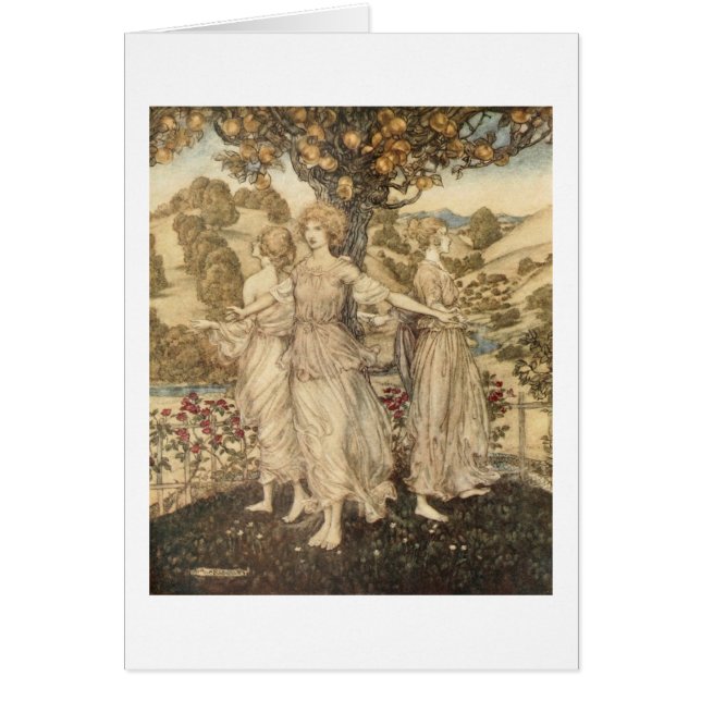 Vintage - grekiska jungfruar, hälsningskort (Framsidan)