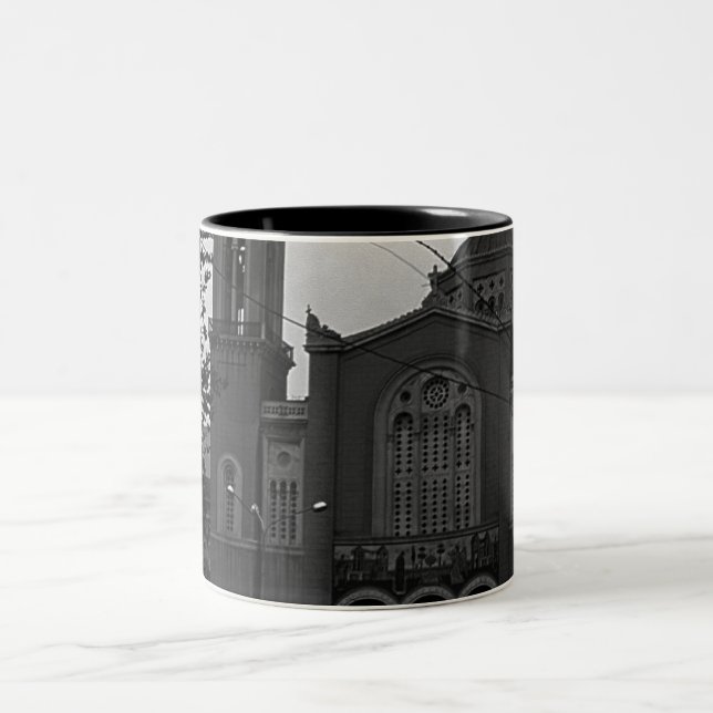 Vintage Grekland Atens kyrka Två-Tonad Mugg (Center)