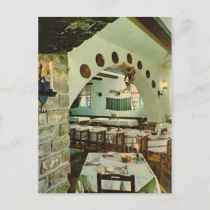 Vintage Grekland, Inuti en grekisk Taverna Vykort
