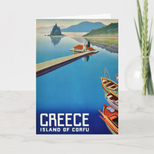 Vintage Grekland Isle of Corfu Travel Postcard Kort